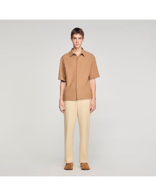 Sandro Natural Textured Shark Collar Shirt for men