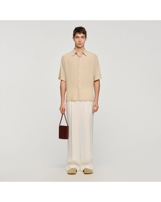Sandro Natural Pleated Shirt With Shark Collar for men