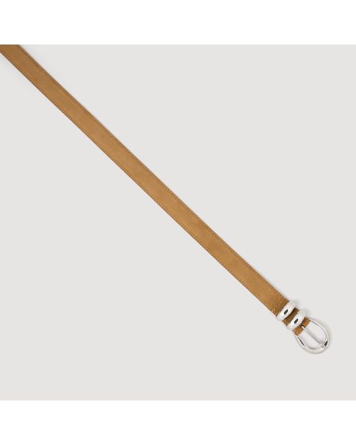 Sandro Metallic Leather Belt With Metal Buckle