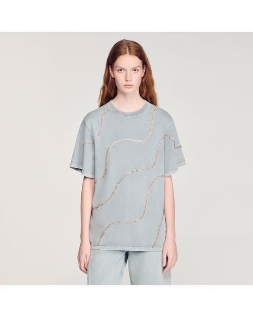 Sandro Blue Rhinestone T-Shirt