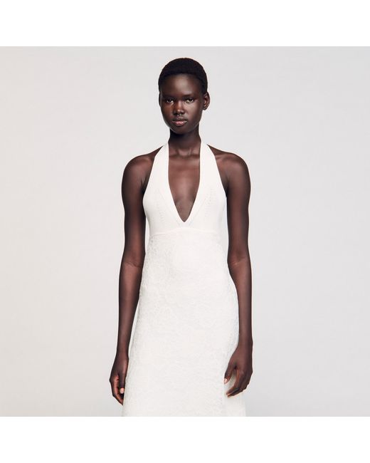 Robe longue en maille Sandro en coloris White
