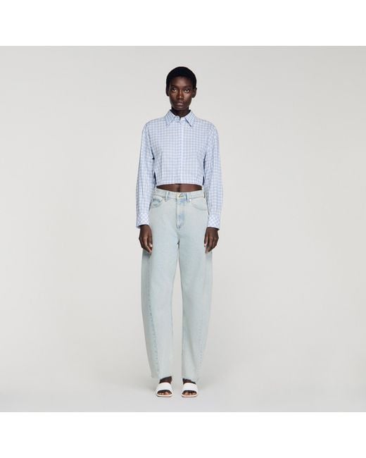 Sandro Blue Faded Barrel Cotton Jeans