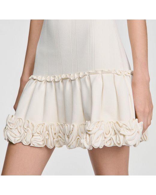 Sandro White Floral Knit Mini Dress