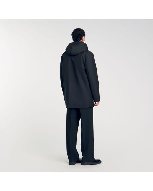 Sandro Blue Hooded Parka With Zip for men