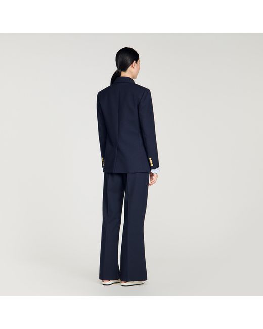 Sandro Blue Slim-Fit Wool Suit Jacket