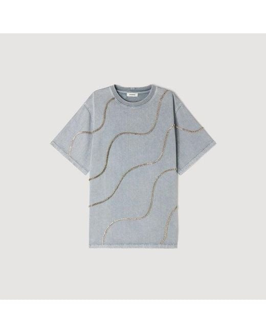 Sandro Blue Rhinestone T-Shirt