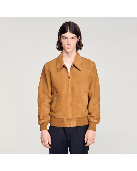 Sandro Blue Goat Leather Jacket for men