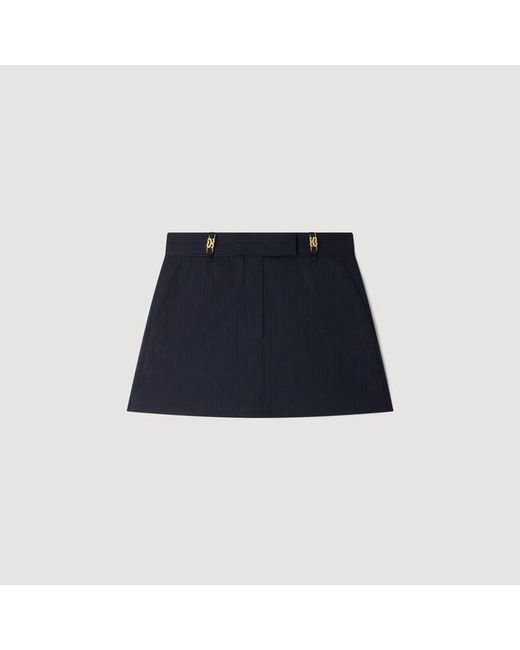 Sandro Blue Striped Wool Skort