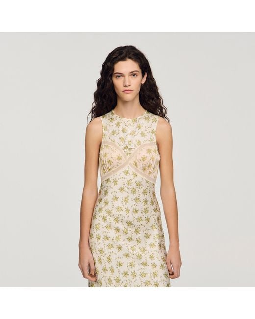 Sandro Metallic Flower Print Maxi Dress