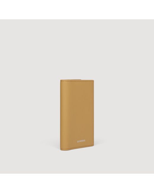 Sandro Natural Grained Leather Card Holder for men