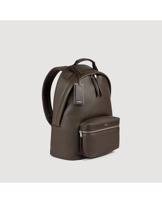 Sandro Brown Coated Canvas Backpack for men