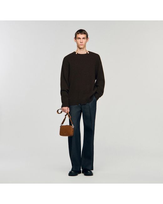 Sandro Brown Small Grained Leather Bag for men
