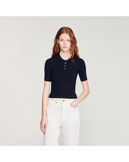 Sandro Blue Knit Polo Shirt