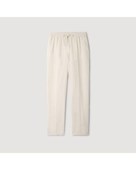 Sandro Natural Elasticated Linen Trousers for men