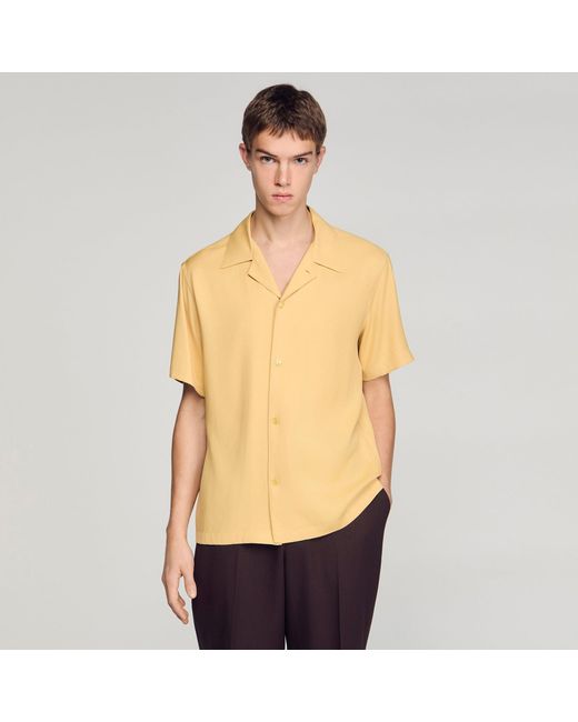 Sandro Metallic Loose-Fit Shark Collar Shirt for men