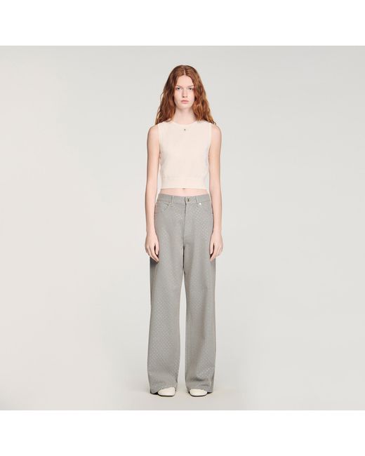 Sandro Gray Sleeveless Short Knit Jumper