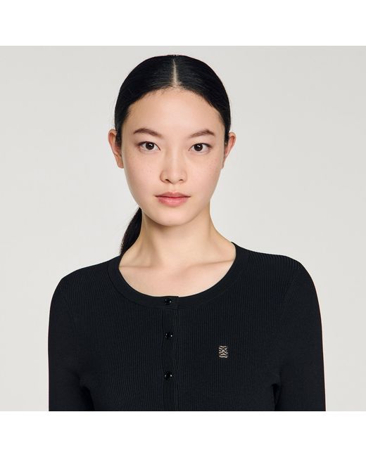 Sandro Black Pleated Knit Short Dress