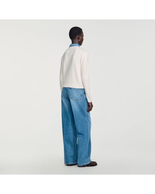 Sandro Blue 2-In-1 Effect Cardigan