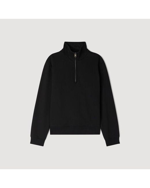 Sandro Black Cotton Sweatshirt for men