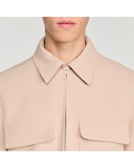 Sandro Blue Waffle-Effect Zip-Up Jacket for men