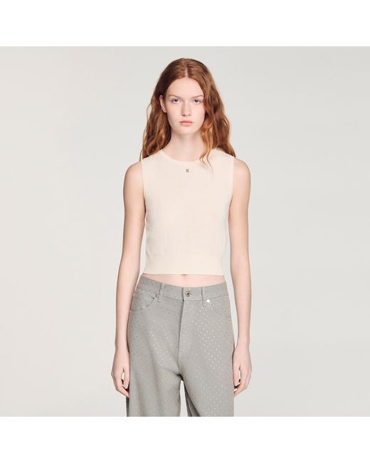 Sandro Gray Sleeveless Short Knit Jumper