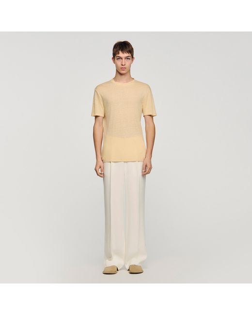 Sandro Natural Linen T-Shirt for men