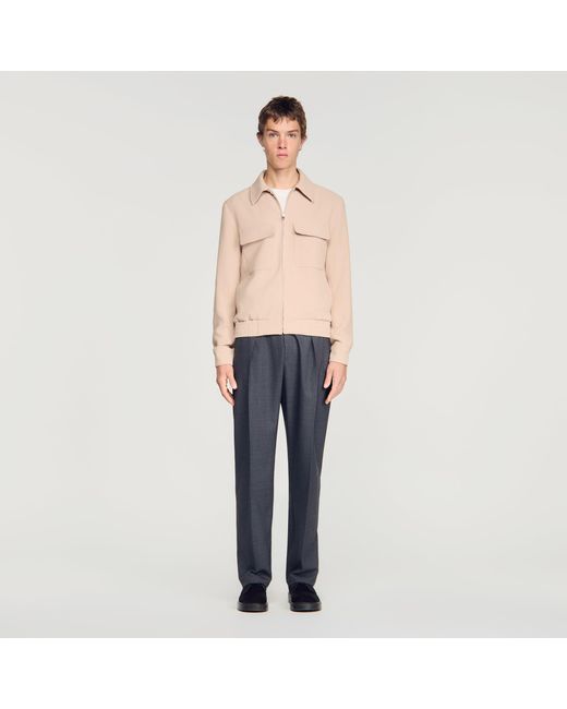 Sandro Blue Waffle-Effect Zip-Up Jacket for men