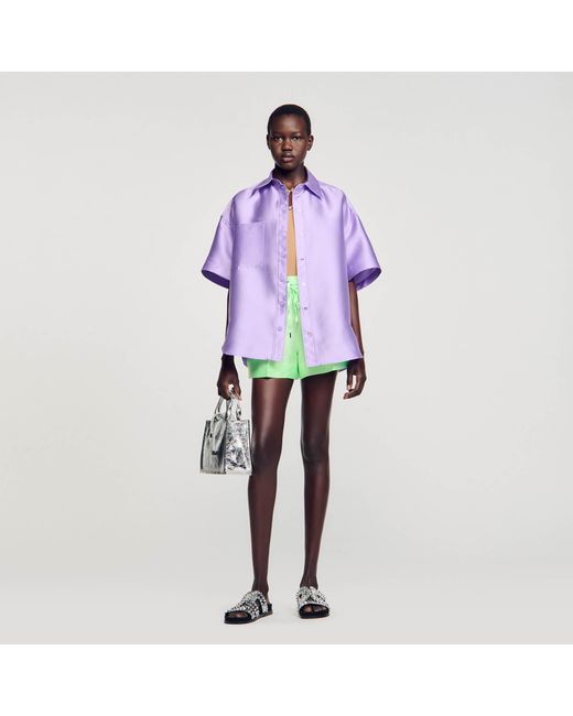 Sandro Purple Oversized Satin Shirt