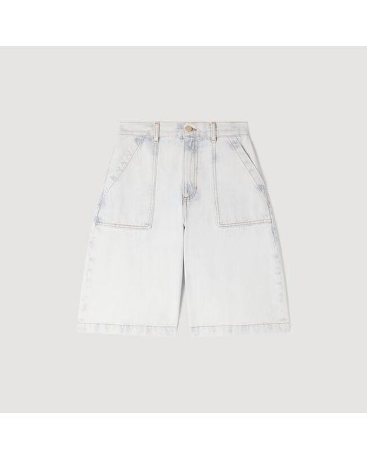 Sandro Blue Washed Denim Bermuda Shorts