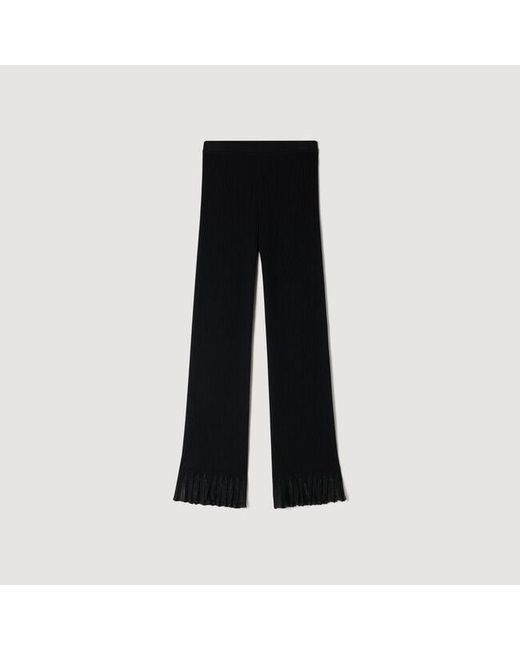 Sandro Blue Ruffled Knit Trousers