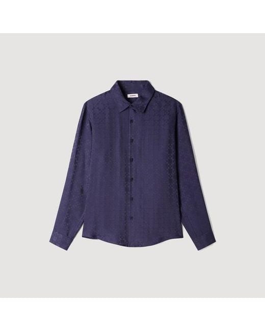 Sandro Blue Square Cross Loose-Fit Shirt for men