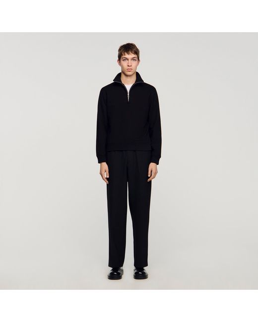 Sandro Black Cotton Sweatshirt for men
