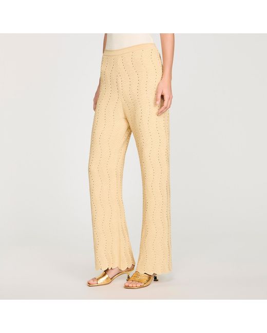 Sandro Natural Rhinestone Knit Trousers