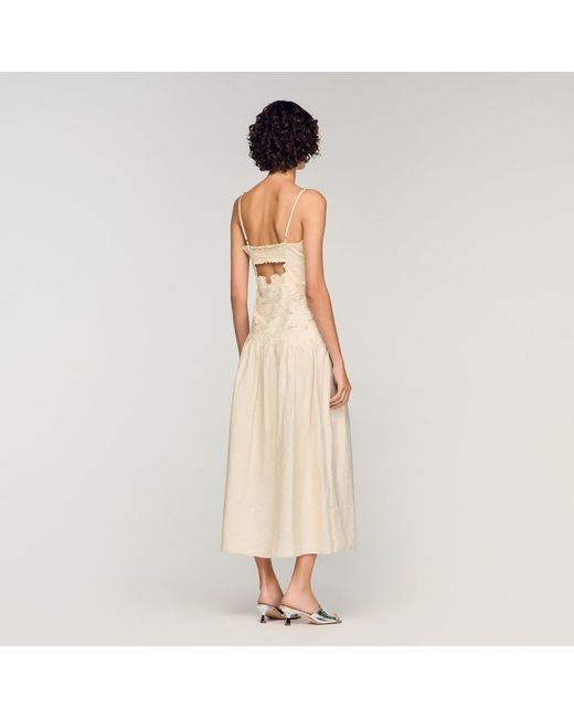 Sandro Natural Guipure Midi Dress
