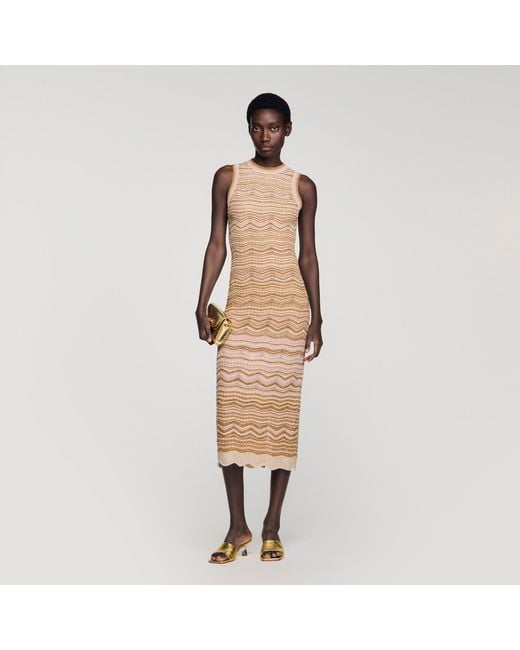 Sandro Natural Fancy Knit Maxi Dress