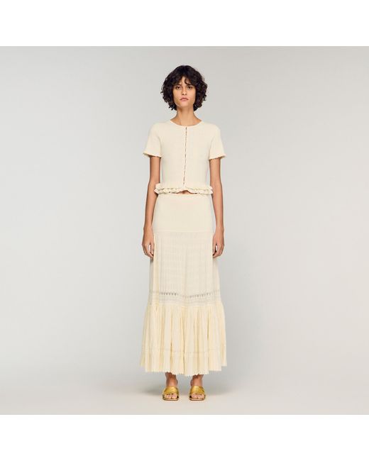 Sandro Natural Long Knit Skirt