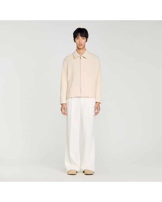 Sandro Natural Knit-Effect Regular-Collar Jacket for men