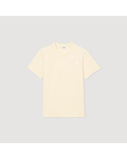 Sandro Black T-Shirt With Heart Patch for men