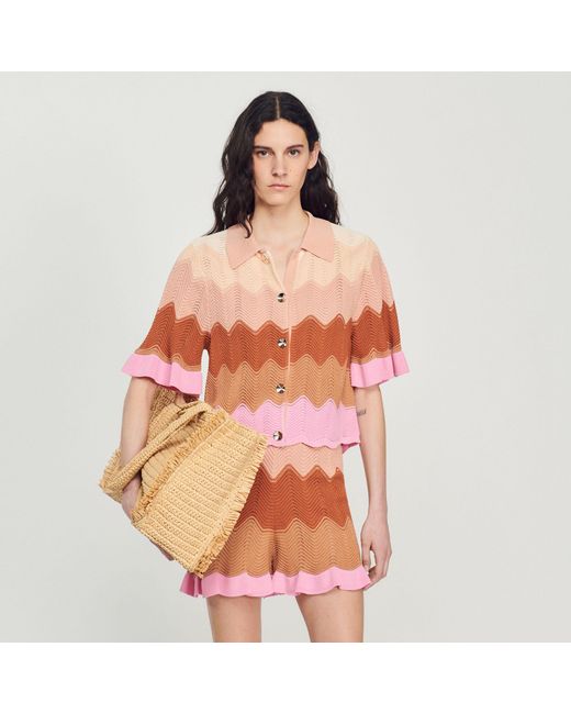 Sandro Knit Cardigan in Orange | Lyst UK