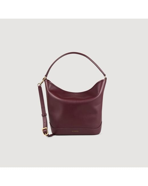 Sandro Red Leather Bucket Bag Tangoso