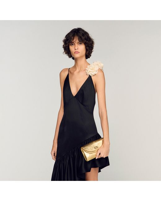 Sandro Natural Mambo Metallic Leather Clutch