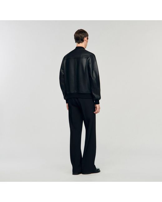 Sandro Black Leather Jacket for men
