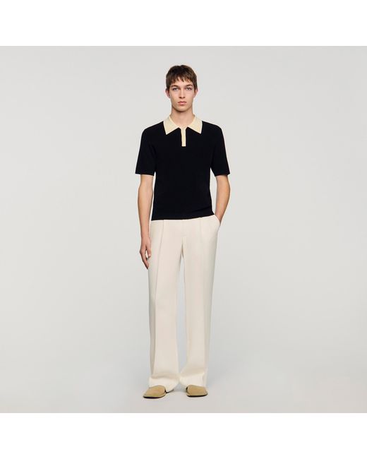 Sandro Black Two-Tone Polo Shirt for men
