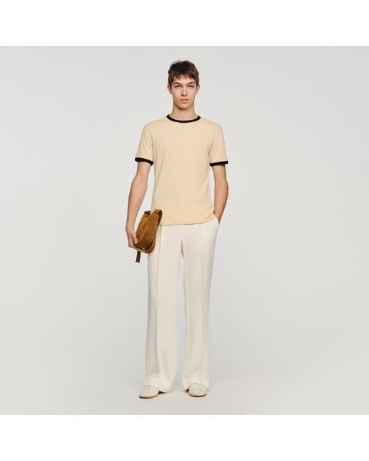 Sandro Natural Two-Tone Patch T-Shirt for men