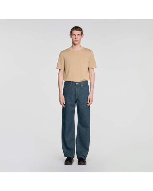 Sandro Blue Baggy Faded-Effect Jeans for men