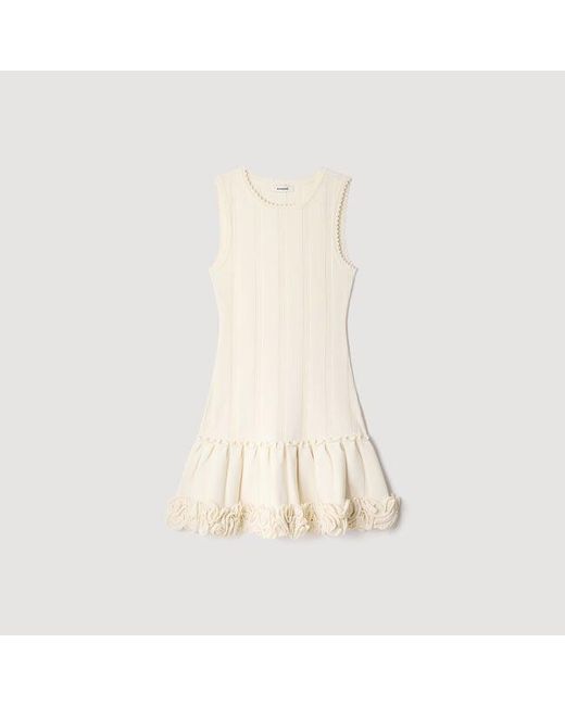 Sandro White Floral Knit Mini Dress