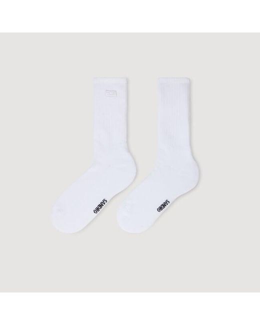Sandro White Embroidered Socks for men