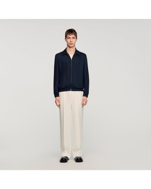 Sandro Blue Standing Collar Zip-Up Jacket for men