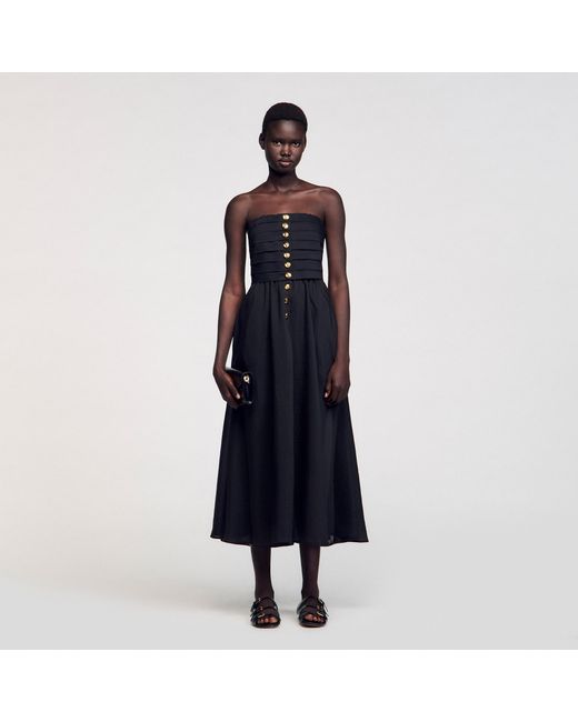 Sandro Blue Long Bustier Dress