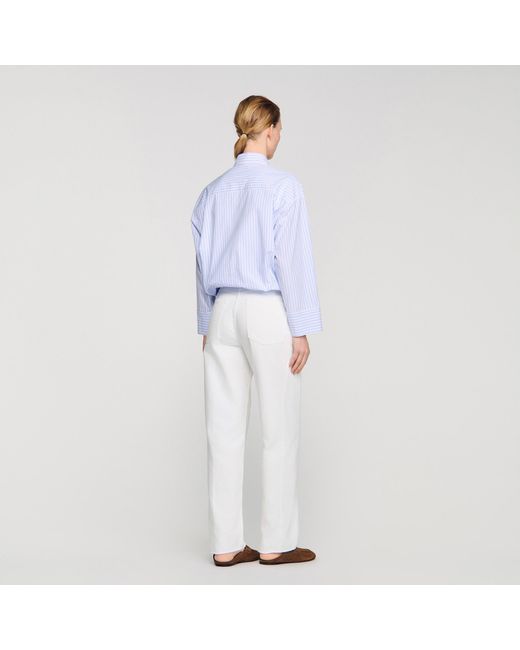 Sandro Blue Cropped Striped Shirt